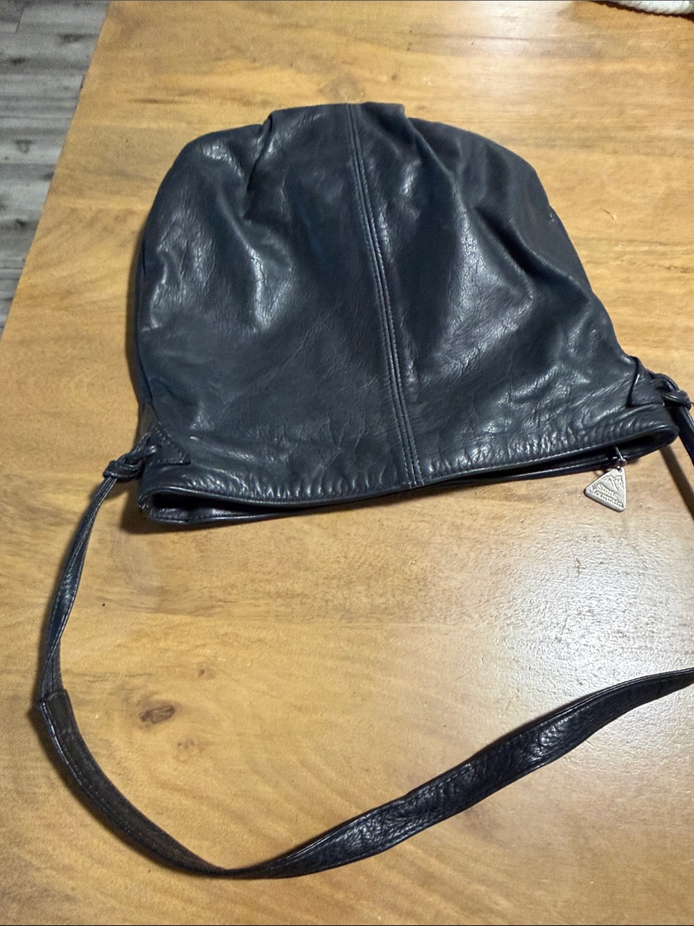 Black Leather Crossbody Sling Bag - Men